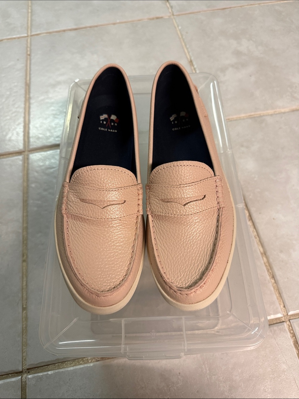 Cole Haan Blush Peach Leather Penny Loafers